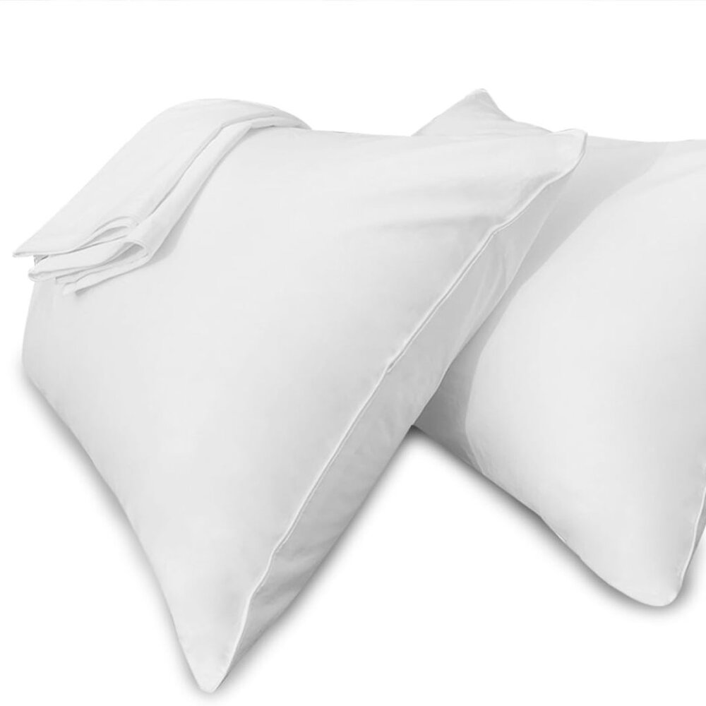 Premium Cooling Pillowcases Set of 4: 100% Cotton with Elegant Zipper Design
